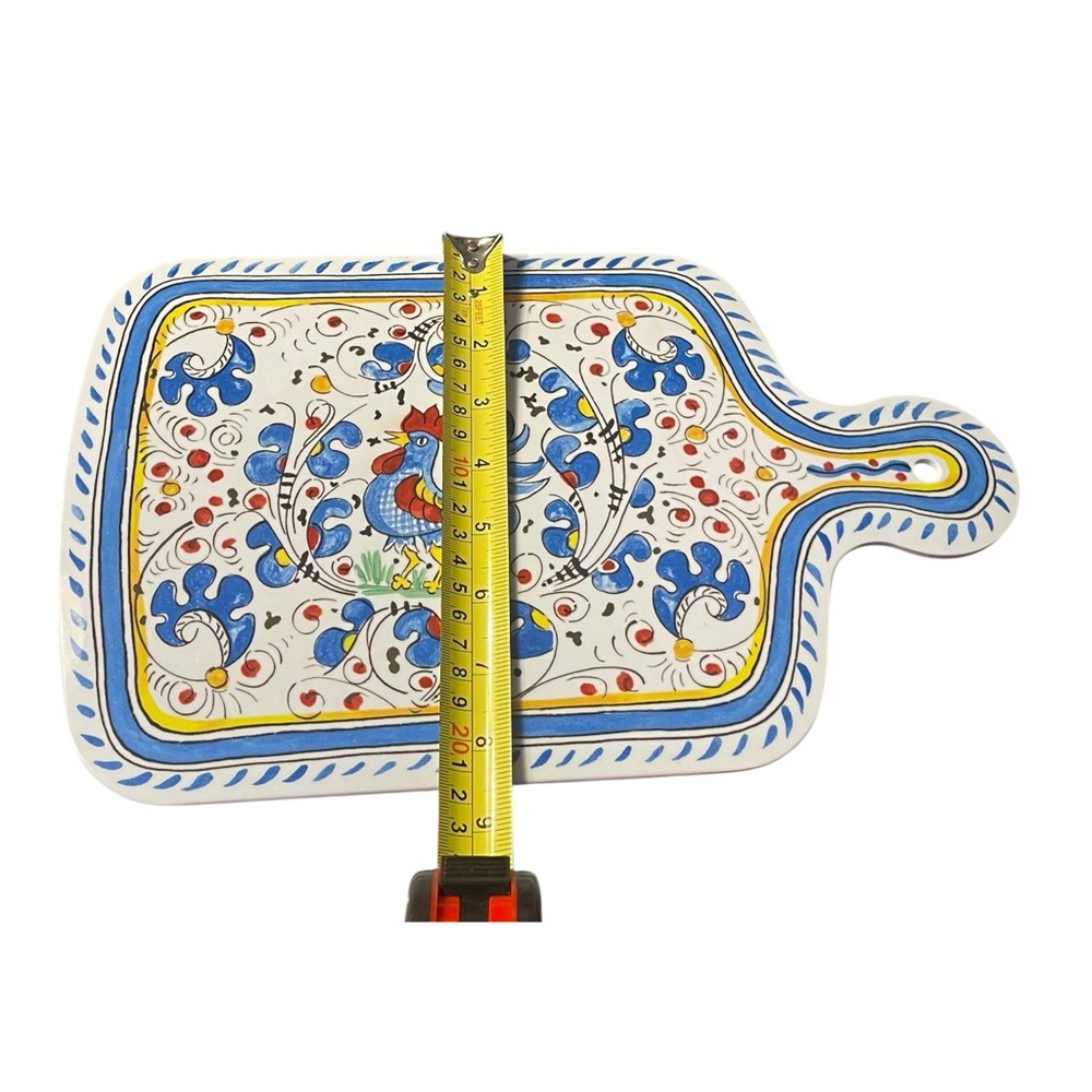 Le Cadeaux Blue Rooster Melamine Cutting Cheese Board Charcuterie Serving Handle - Picture 6 of 8